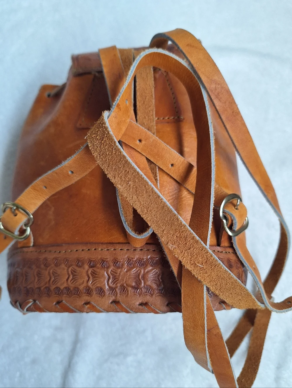 ✨ VTG Nicaragua Hand Tooled Leather Mini Backpack ✨